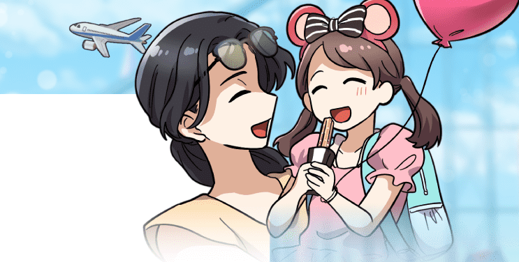 親子で楽しそうにすごすイラスト